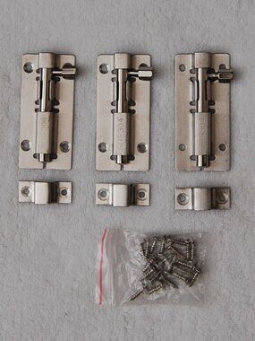 NIB JQK Door Latch Lock, 3 Sets of Barrel Bolts, Slide Gate Latches
